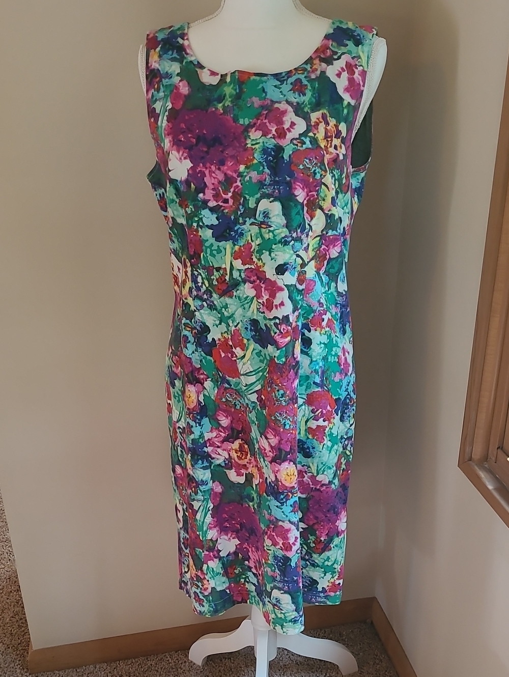 Floral Sleeveless Sheath Dress - Green Multicolor